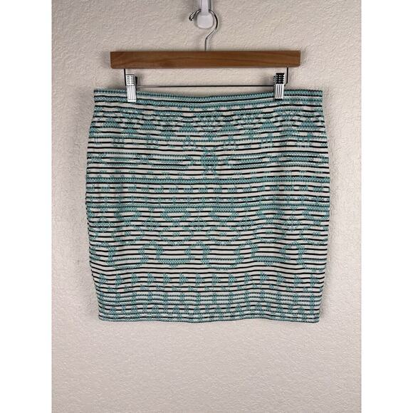 THML Womens Skirt Sz Large Black White Turquoise Aztec Western Cowgirlcore Boho - Picture 1 of 7